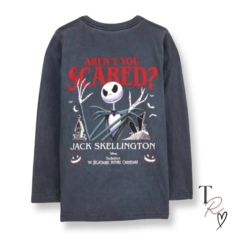Disney The Nightmare Before Christmas Kids Long Sleeve Grey Shirt Boys Size 10